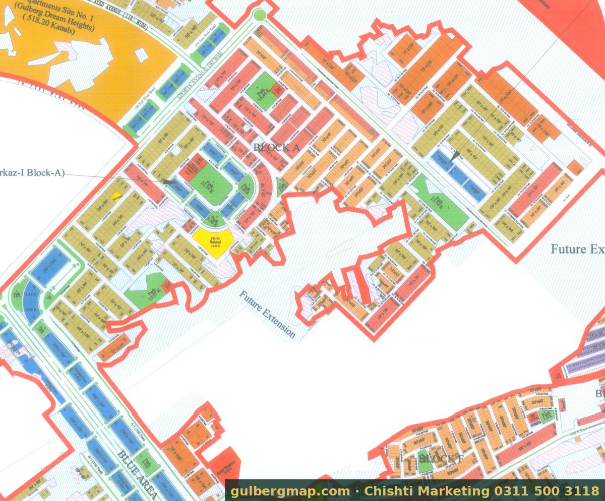 Gulberg Residencia Block A on the IBECHS layout plan – crop used by the Chishti Marketing plot finder