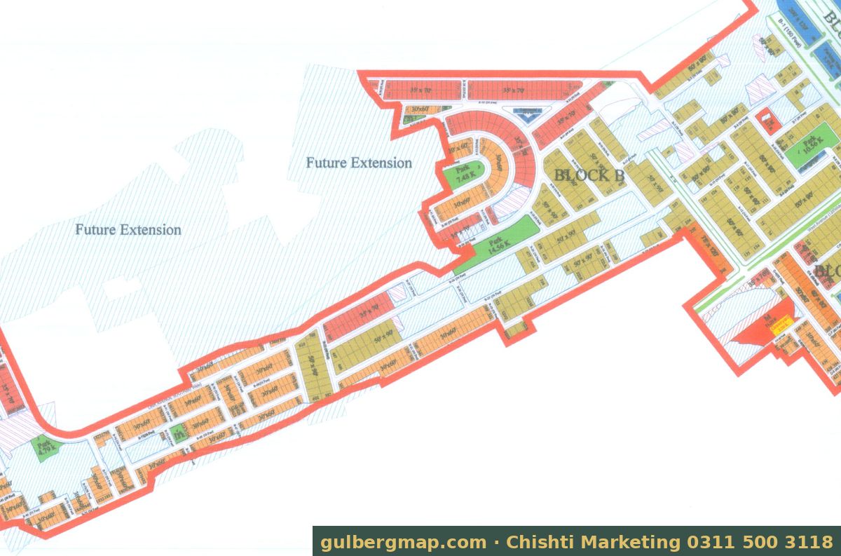 Gulberg Residencia Block B on the IBECHS layout plan – crop used by the Chishti Marketing plot finder