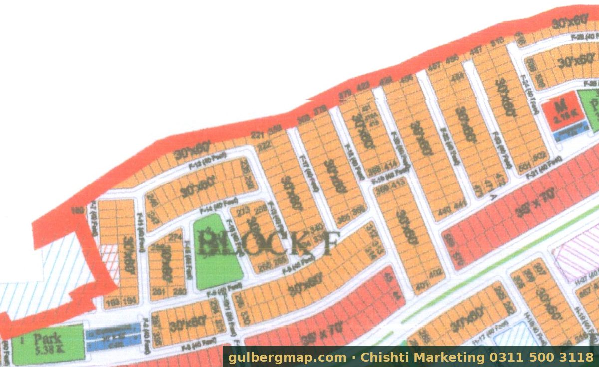 Gulberg Residencia Block F on the IBECHS layout plan – crop used by the Chishti Marketing plot finder
