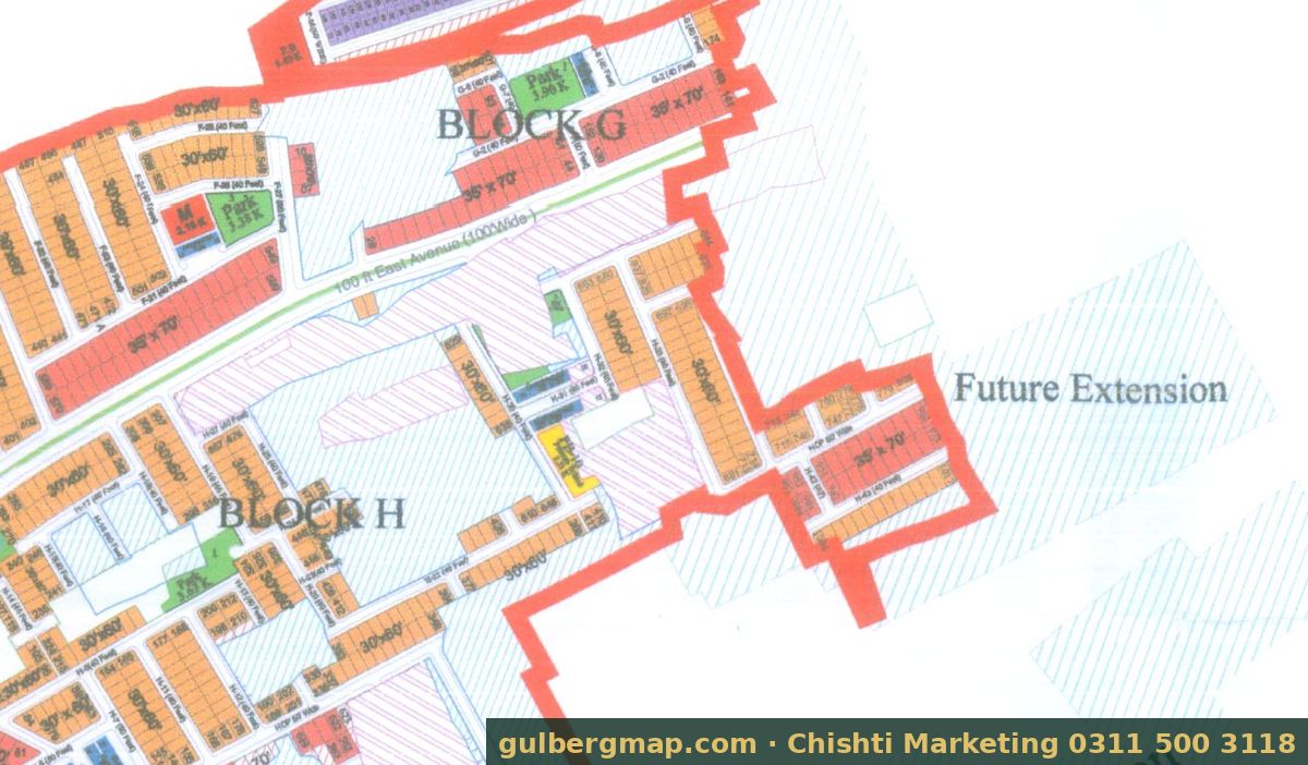 Gulberg Residencia Block H on the IBECHS layout plan – crop used by the Chishti Marketing plot finder