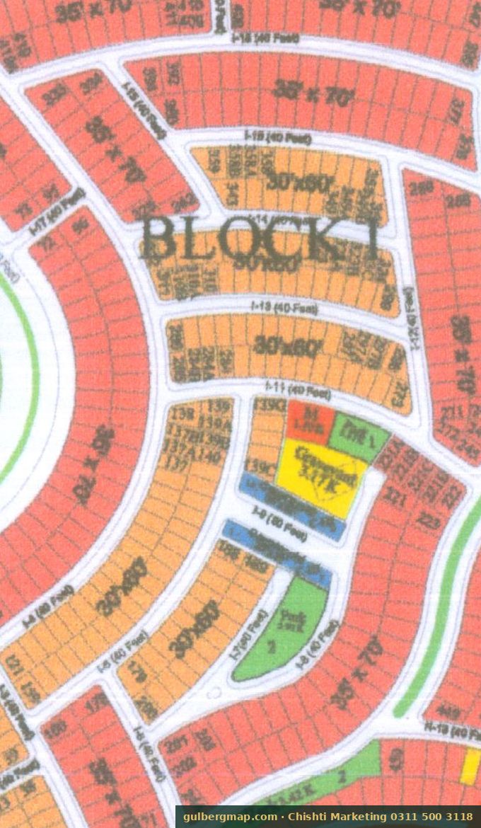 Gulberg Residencia Block I on the IBECHS layout plan – crop used by the Chishti Marketing plot finder