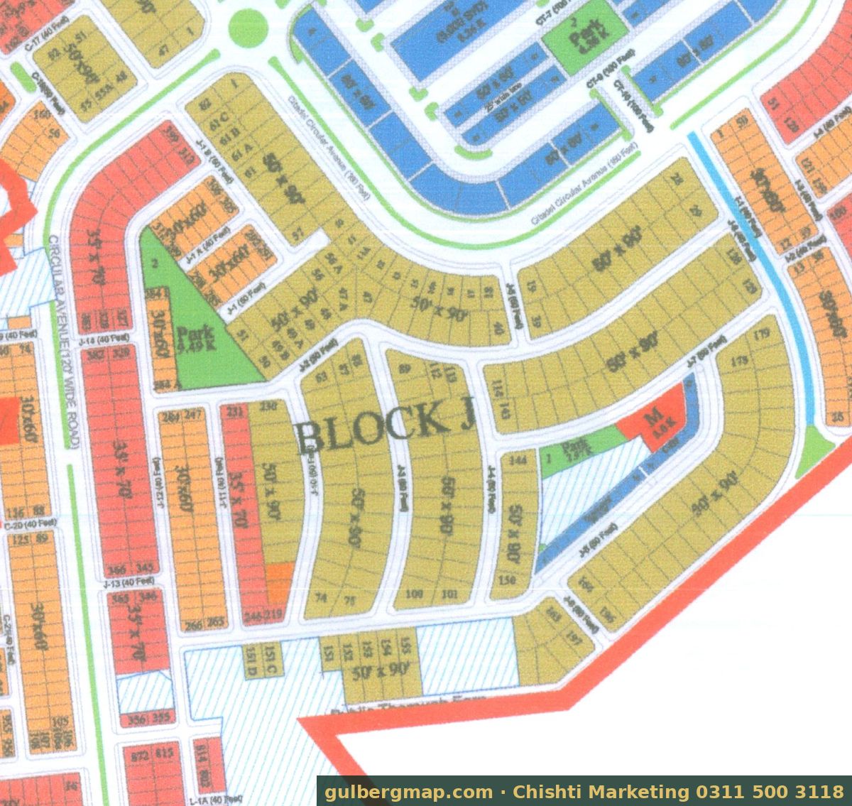 Gulberg Residencia Block J on the IBECHS layout plan – crop used by the Chishti Marketing plot finder