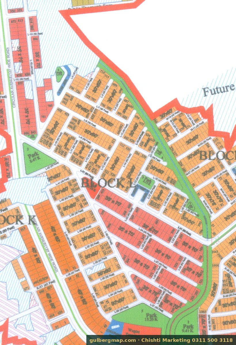 Gulberg Residencia Block L on the IBECHS layout plan – crop used by the Chishti Marketing plot finder