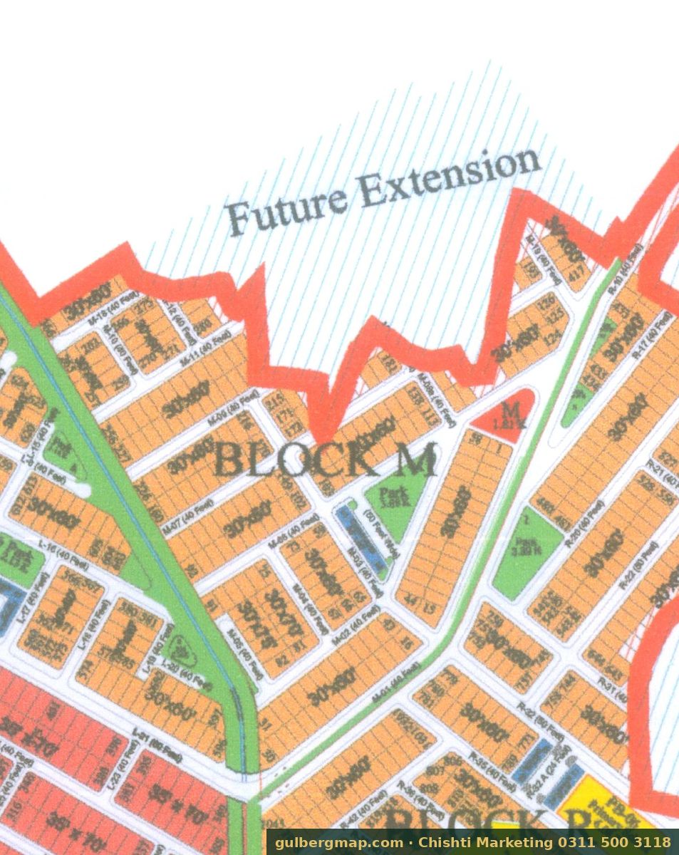 Gulberg Residencia Block M on the IBECHS layout plan – crop used by the Chishti Marketing plot finder