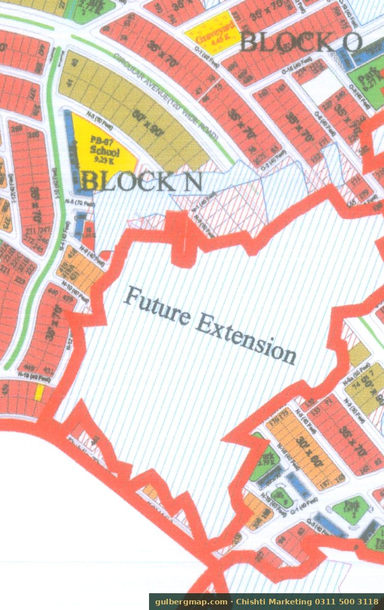 Gulberg Residencia Block N on the IBECHS layout plan – crop used by the Chishti Marketing plot finder