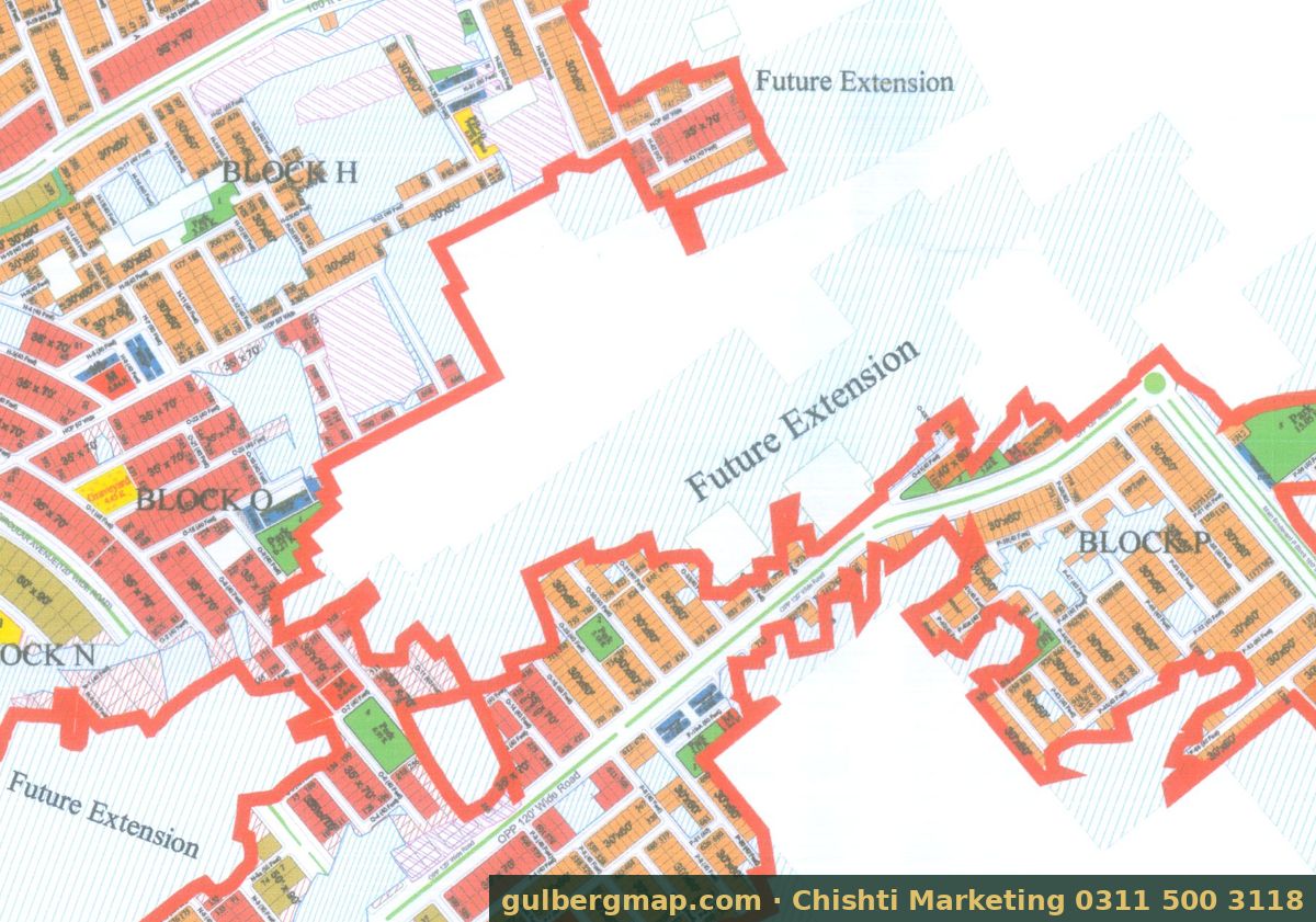 Gulberg Residencia Block O on the IBECHS layout plan – crop used by the Chishti Marketing plot finder
