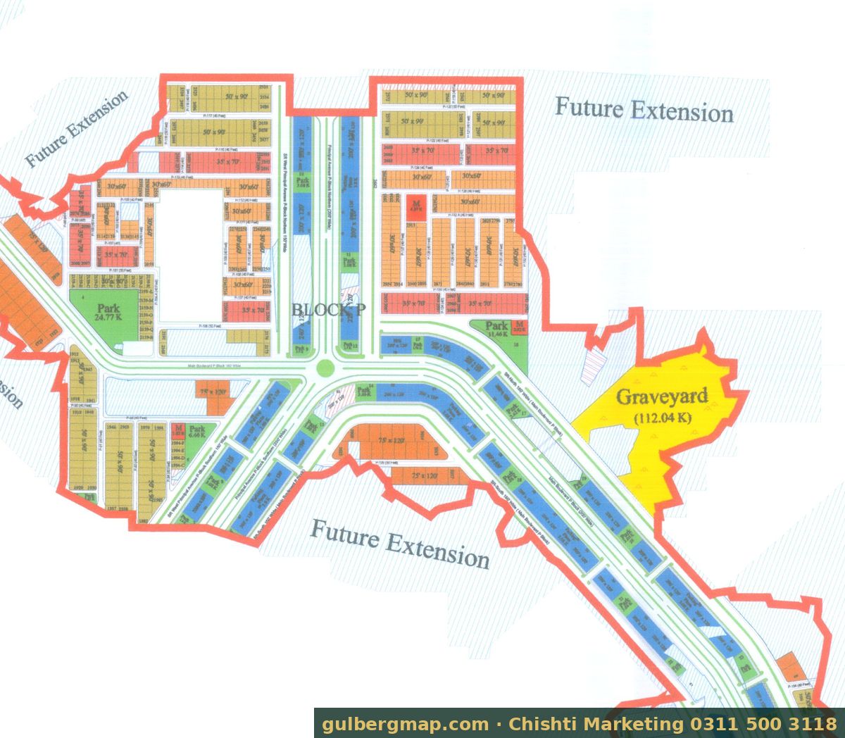 Gulberg Residencia Block P on the IBECHS layout plan – crop used by the Chishti Marketing plot finder