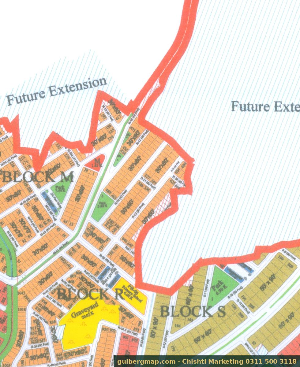 Gulberg Residencia Block R on the IBECHS layout plan – crop used by the Chishti Marketing plot finder