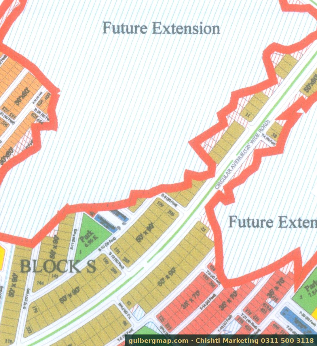 Gulberg Residencia Block S on the IBECHS layout plan – crop used by the Chishti Marketing plot finder