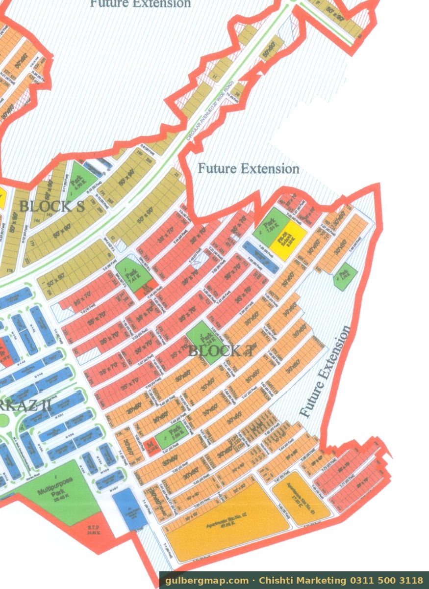 Gulberg Residencia Block T on the IBECHS layout plan – crop used by the Chishti Marketing plot finder