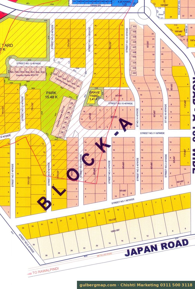 OPF Valley Block A on the CDA-approved OPF layout plan – crop used by the Chishti Marketing plot finder
