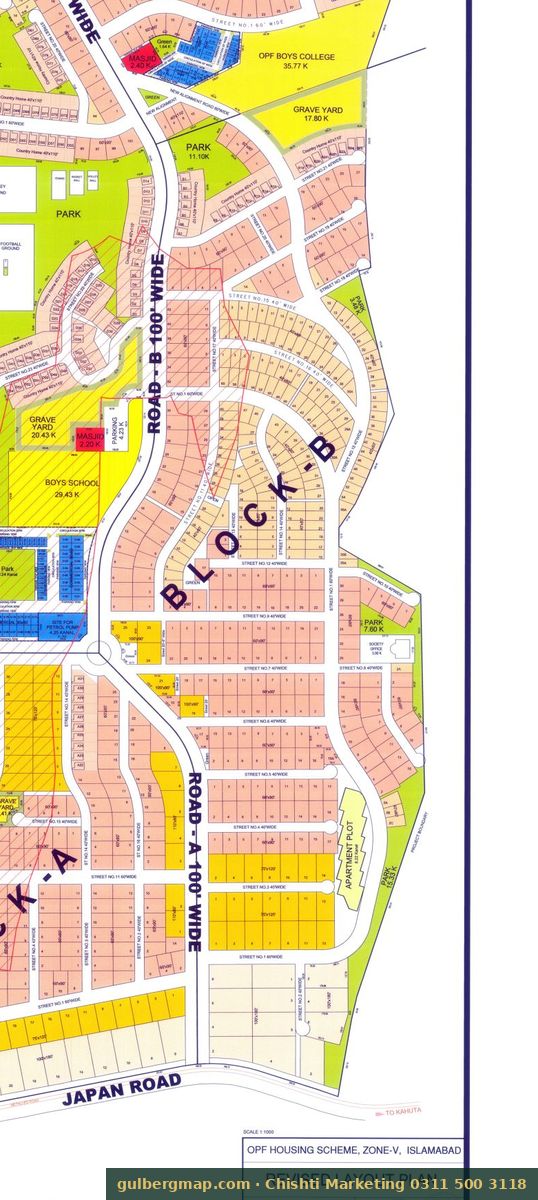 OPF Valley Block B on the CDA-approved OPF layout plan – crop used by the Chishti Marketing plot finder
